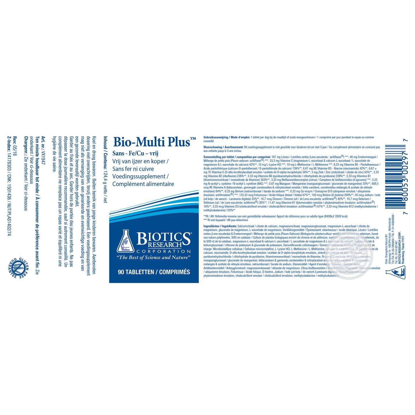 Bio-Multi Plus Fe/Cu vrij (Biotics Research)